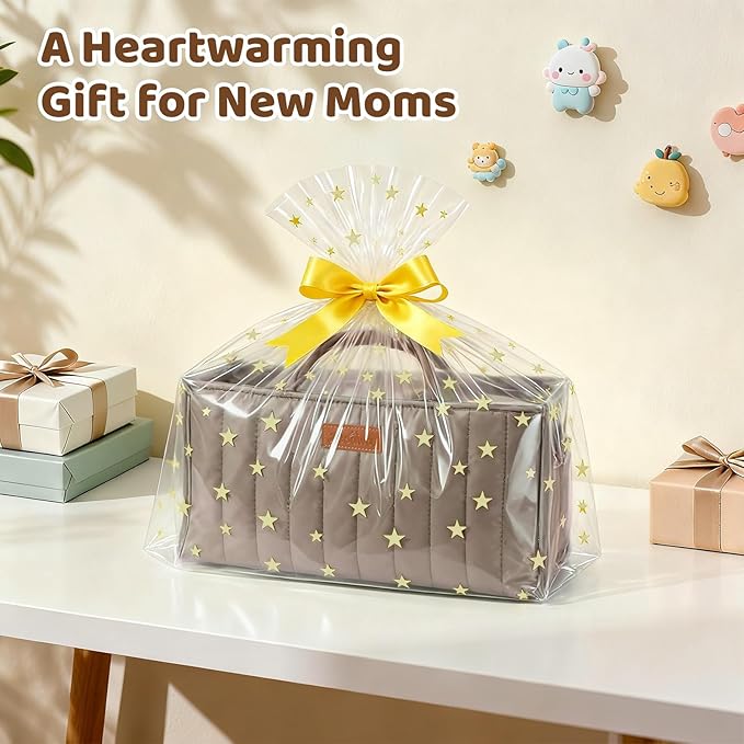Zooawa Baby Diaper Caddy Organizer, Portable Nursery Storage Basket with Compartments, Handle & Shoulder Strap for Newborn Baby Essentials, Gift for Baby Shower, Nursery, Travel, Car, Mocha Brown