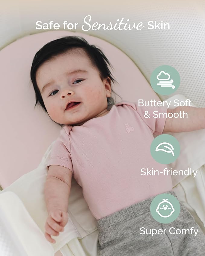 Bassinet Fitted Sheets Compatible with 4moms Breeze Plus Bassinet Model 1045 - Buttery Soft, Silky Comfort, Premium Stretchy Jersey Knit Bassinet Sheets - Pale Pink + Lavendar + Cloud, 3 Pack