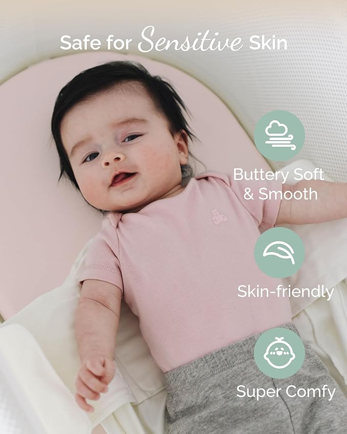 Bassinet Fitted Sheets for Dream on Me Traveler Portable Bassinet & Skylar, Seashell Bedside Sleeper - Buttery Soft, Premium Stretchy Jersey Knit Sheets - Pale Pink + Lavendar + Cloud, 3 Pack