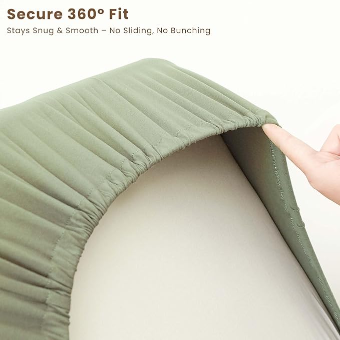 Konssy 3 Pack Stretchy Bassinet Sheets for Baby Girl Boy, Soft Breathable Baby Bassinet Mattress Sheets Fit for Hourglass Oval Cradle, Moses Basket Rectangle Mattress (Green Leaves)