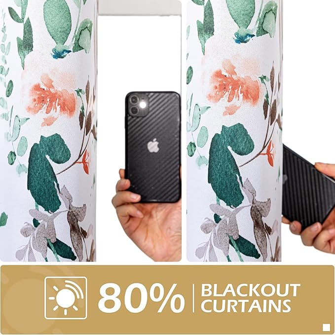 MYSKY HOME Fall Curtains 108 Inch Length for Living Room Darkening Thermal Insulated Panels Floral Curtains Light Blocking Grommet Top Vintage Classical Curtain, W 52", 2 Panels, Orange