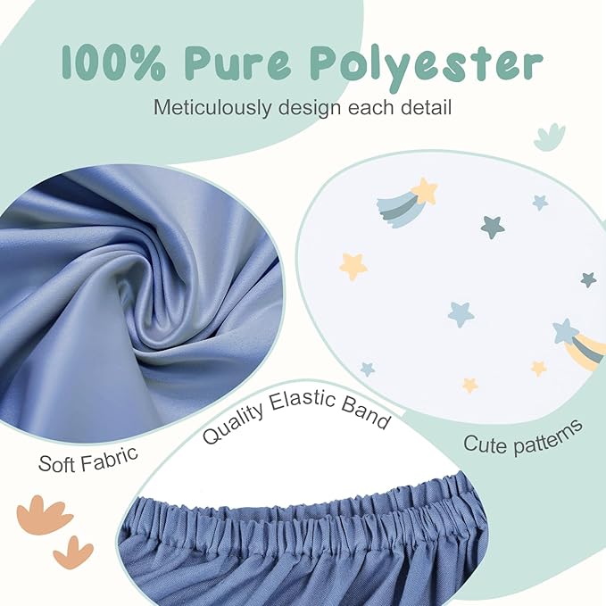 3 Pack Stretchy Bassinet Sheets - Universal Fit for Rectangle, Round, Oval, Hourglass Cradles & Moses Baskets - Soft Breathable Fitted Bassinet Sheets Set for Baby - Blue & Grey Star