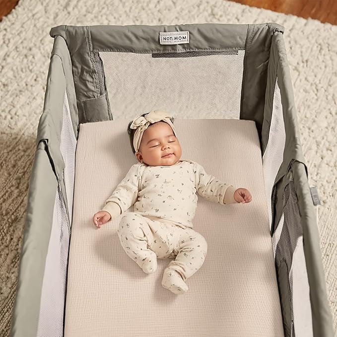 lulumoon Fitted Pack and Play Sheets: Soft Muslin Cotton for 4moms Playard Mattress - Neutral Colors for Boys and Girls