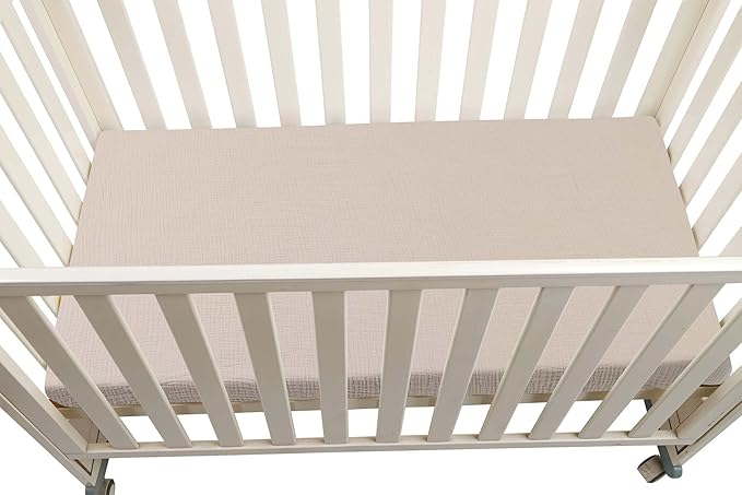 Onacosht Muslin Crib Sheets for Boys Girls, Soft Breathable 100% Cotton Baby Fitted Sheet 52" x 28" for Standard Toddler Crib Mattress, 2 Pack, Fog and Beige