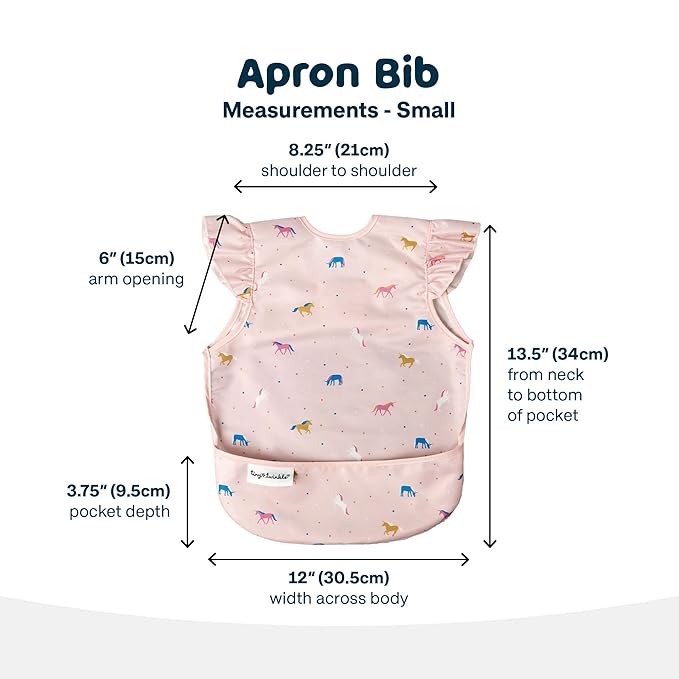 Tiny Twinkle Mess Proof Baby Bib for Girls | Waterproof Toddler Bib for Eating | Baby Apron for Feeding | Machine Washable | Perfect Shower Gift (Unicorn Confetti, 6–24M)