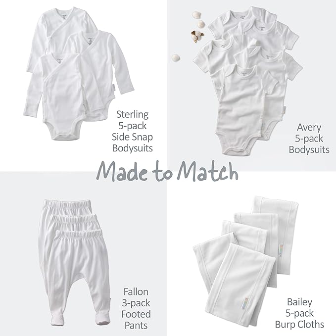 Butterblu Bailey 10-Pack Burp Cloths 100% Organic Cotton Knit for Newborn & Baby Boys & Girls, White, One Size