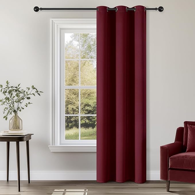 ChrisDowa Burgundyout Curtains 72 inches Long for Bedroom - Grommet Thermal Insulated Room Darkening Curtains for Living Room (1 Panel, Burgundy, 42 x 72 Inch)