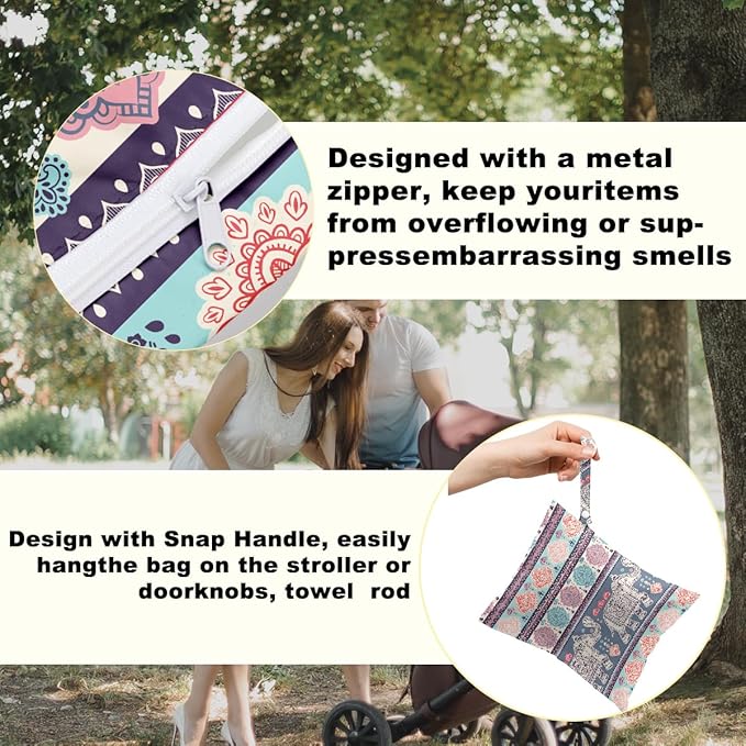 Hanamiya Na Elephant Gifts for Women, 2Pcs Elephant Wet Bags, Wet Dry Bag Reusable Zipper Pouch for Swimsuit, Diapers, Pool, Beach, Dirty Yoga Gym Clothes, Toiletries, Waterproof Birthday Gifts