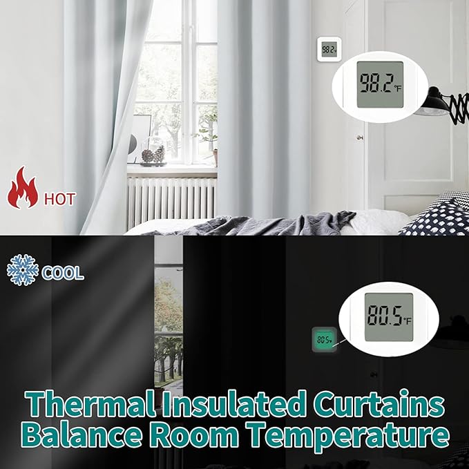 BGment Blackout Curtains for Bedroom 84 Inch Length 2 Panels Set, Thermal Insulated Bedroom Curtains Soundproof Room Darkening Window Curtain Drapes, Each Grommet Curtains 42 Inch Wide, Greyish White