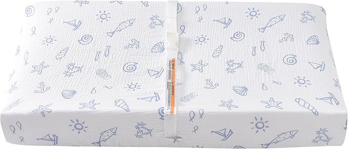 Changing Pad Cover for Baby Girls Boys - 100% Organic Cotton Muslin Changing Pad Sheets with Secure 360° Elastic Fit, Ultra-Soft for Delicate Skin, 2 Pack