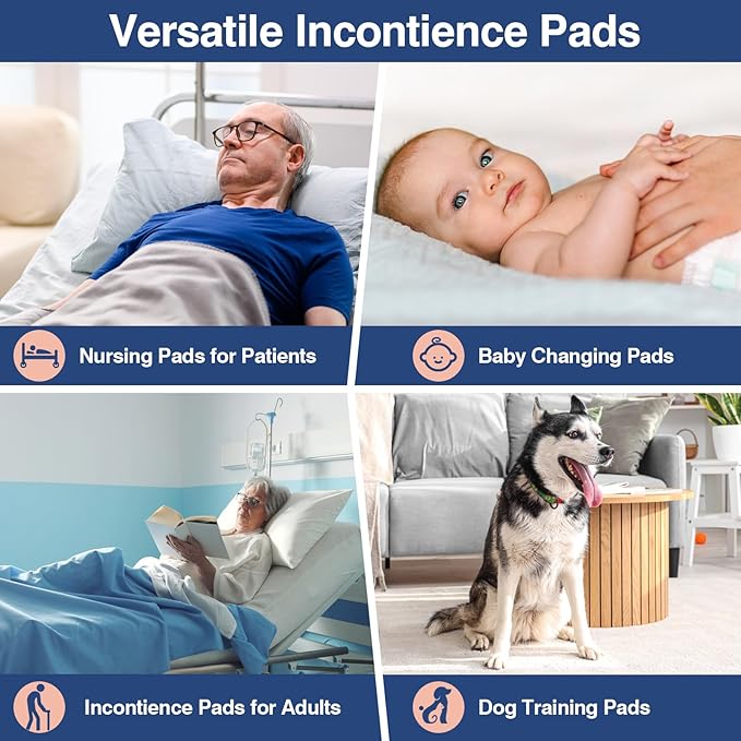 MKISS Heavy Duty Bed Pads 40" x 40"(80 Count), Disposable Super Absorbent Incontinence Underpads, Extra Large and Thicken Chucks Pads for Adults, Children, Babies, Elderly and Pets