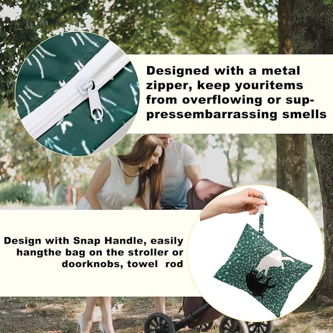Hanamiya Na 2Pcs Cat Floral Print Wet Bags, Cat Lover Gifts Wet Dry Bag Reusable Zipper Pouch for Swimsuit, Diapers, Beach, Dirty Yoga Gym Clothes, Toiletries, Waterproof Birthday Christmas Gifts