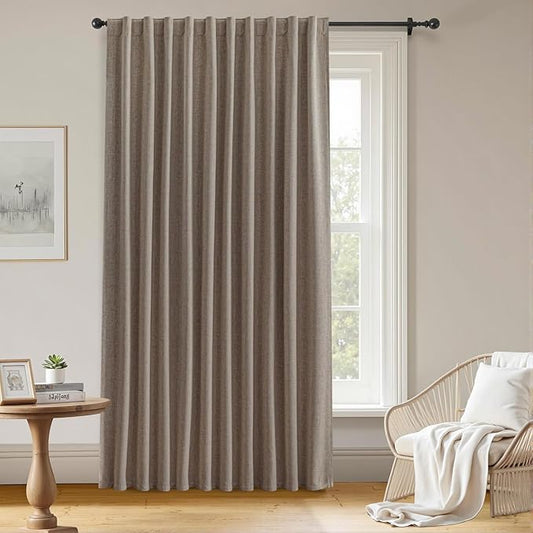 100% Blackout Curtains for Bedroom Room, Custom Curtains Blackout Thermal Insulated 1 Panel, Grommet Light Blocking Drapes for Bedroom Windows Luxury Decor(Custom Size,Beige