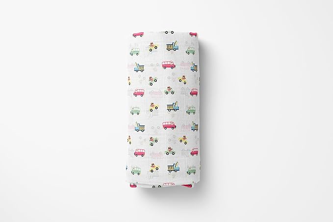 Muslin Swaddle Blankets, Soft Breathable Cozy Baby Blankets for Newborn Boys and Girls, 47” X 47“, 2 Pack Receiving Swaddles, 70% Viscose from Bamboo 30% Cotton (Little Explorers)