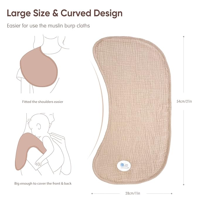 lulumoon Muslin Burp Cloths for Babies: 100% Soft Cotton Large Burping Cloths - Neutral Baby Burp Rags for Boy and Girl - Absorbent Burp Cloth for Spit-Ups 6 Pack