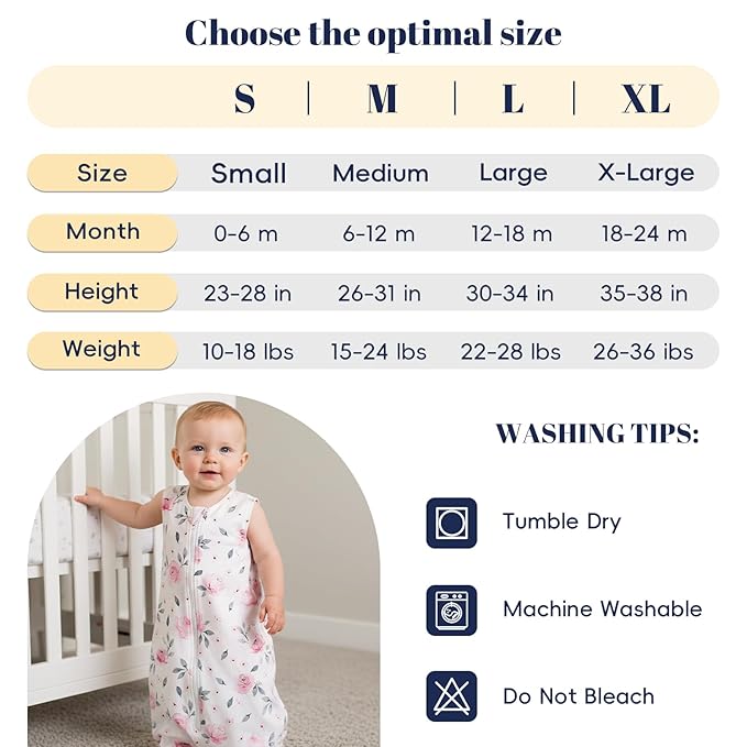 PHF Warm Micro-Fleece Baby Sleep Sack 18-24 Months, Soft Baby Wearable Blanket, 2-Way Zipper Sleeping Bags, 2 Pack Comfy Toddler Sleeping Sack for Girls, X-Large Size, Floral