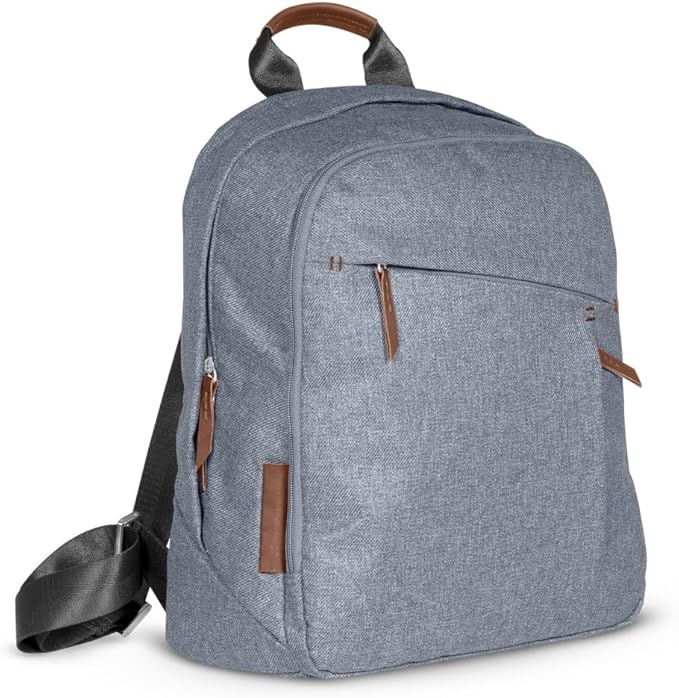 UPPAbaby Changing Backpack / Multiple Storage Compartments / Stroller Strap Attachment / Bottle Insulator and Changing Pad Included / Gregory (Blue Mélange / Saddle Leather)