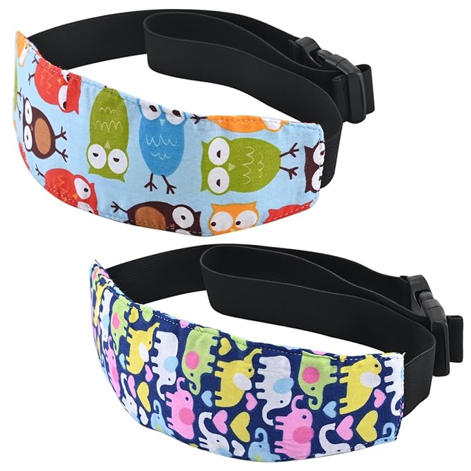 Head Support for Stroller Car Seat - Head Band Strap Headrest for Sleeping Traveling for Toddler Kids Children Child Baby Infant- (Elephant+Blue)