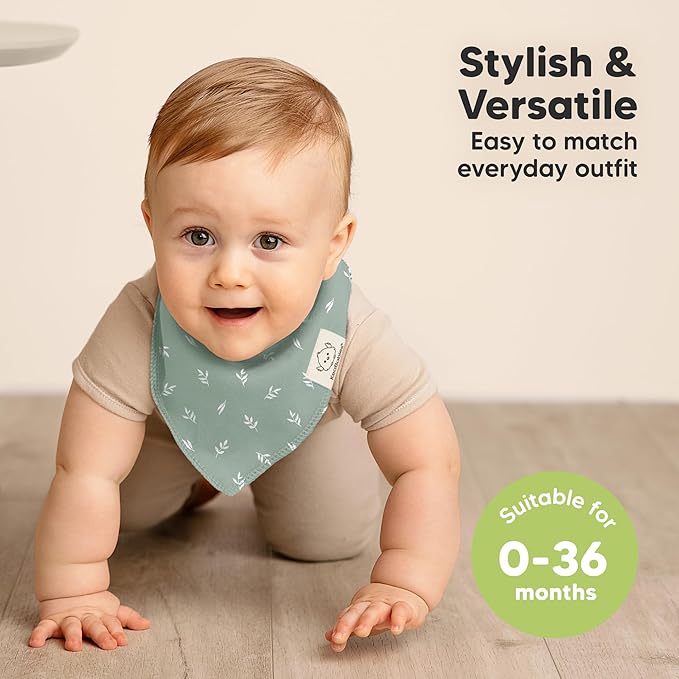 KeaBabies 8-Pack Organic Baby Bandana Bibs for Girls - Super Absorbent Triangle Baby Bibs for Drooling and Teething Infant, 100% Cotton Extra Soft for Newborn, Infant 0-36 Months (Prairie)