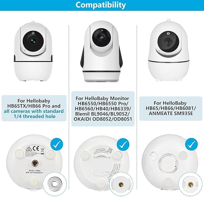 Adjustable Baby Monitor Mount for HelloBaby HB65/HB40/HB6550/HB6560/HB66/HB6339/HB6550 Pro, ANMEATE SM935E, Universal Baby Monitor Wall Mount with Perfect View and Easy to Install