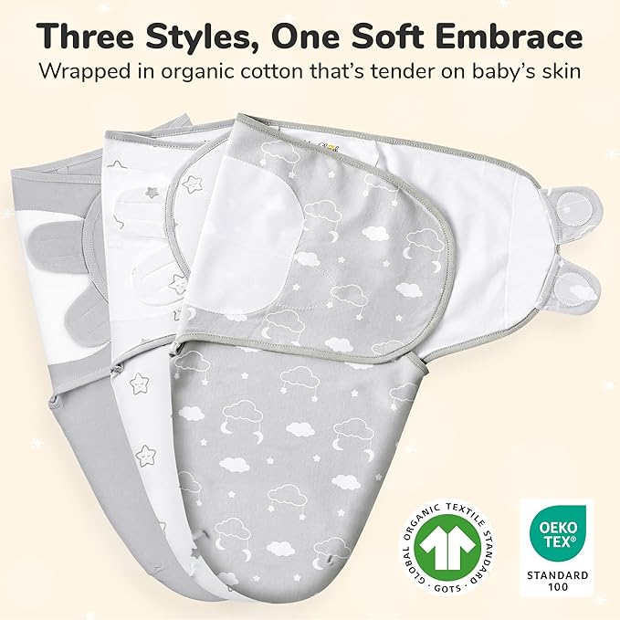 Mama Cheetah Preemie Swaddle Sack, Organic Swaddling Sleep Sacks for Preemies, Preemie Swaddle Blanket Wrap, Easy Swaddles for Premature Baby Boy Girl 4-7 lbs, Newborn Essentials, 3-Pack
