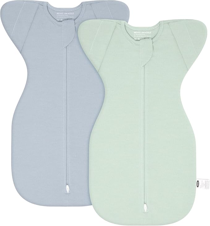 MEXXI Swaddle Baby Sleep Sack With Arms Up, 2 Pack Baby Transitional Swaddle with Double Zipper,0.5 TOG