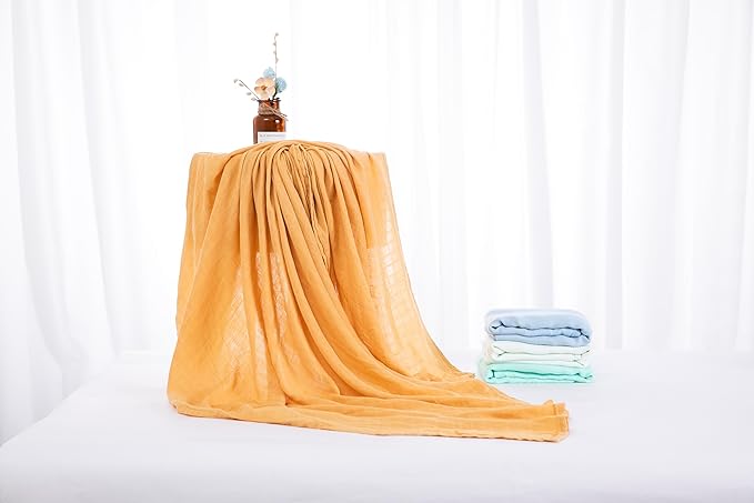 Muslin Swaddle Blankets for Baby Boys and Girls, 4-Pack Breathable and Skin-Friendly Receiving Blanket Wrap, Baby Essentials, Registry & Gift, 47 x 47 inches (Solid Serenity Sky)