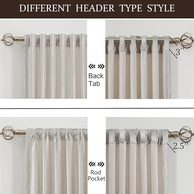 100% Blackout Ivory Off White Velvet Curtains 72 inch Long for Living Room,Set of 2 Panels Liner Rod Pocket Back Tab Thermal Window Drapes Room Darkening Heavy Decorative Curtains for Bedroom
