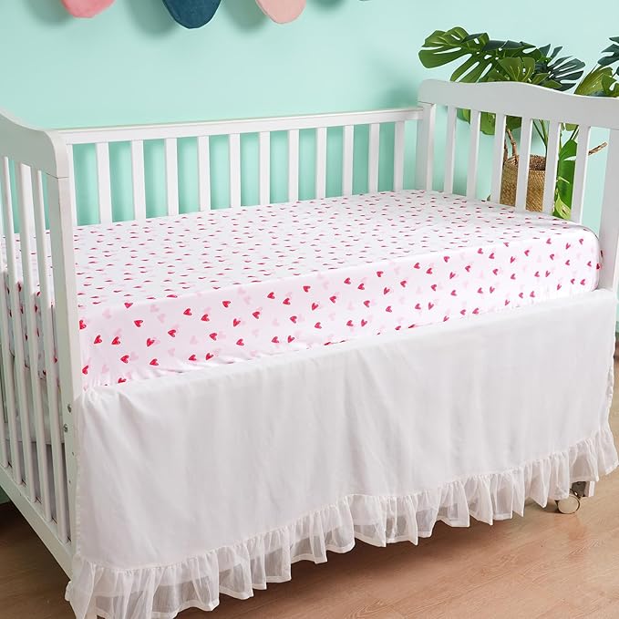 david's kids 3 Pack Fitted Crib Sheets, Ultra Soft Breathable Comfortable Baby Sheet Set for Girls Neutral, 28x52 Inch Fits Standard Crib and Toddler Mattresses, Rainbow