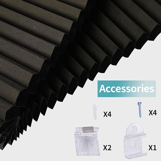MYshade Cordless Blackout Window Blinds & Shades Pull Down Room Darkening Window Shades Light Blocking Honeycomb Cellular Shade for Indoor Windows Easy to Install 33 inch Wide, H72 Black Blinds