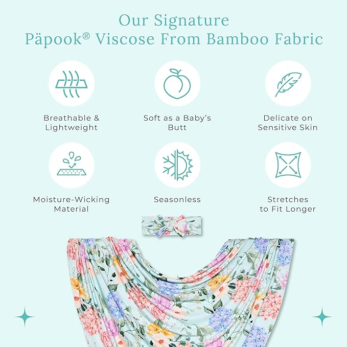 Posh Peanut Swaddle Blanket & Headband Set – Viscose from Bamboo Stretchy Baby Swaddle for Newborn Girls, Receiving Blanket or Nursing Cover (Erin)