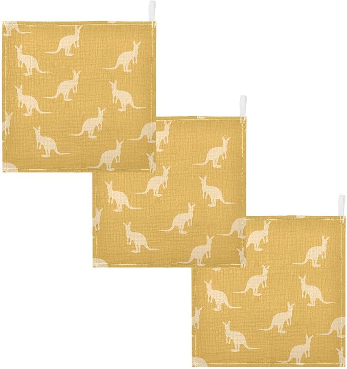 vvfelixl Kangaroo Australia Animals Baby Burp Cloths Baby Muslin Washcloths for Boys Girls Cotton Baby Face Towel for Newborn Infants Soft and Absorbent 11.8 X 11.8 in, 5 Pack