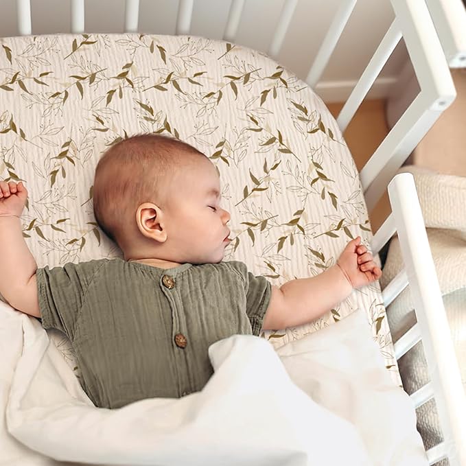 lulumoon Baby Bassinet Sheets Muslin: Cotton Bedside Bassinet Sheets Floral for Girls - Fitted for Bedside Sleeper Mattress