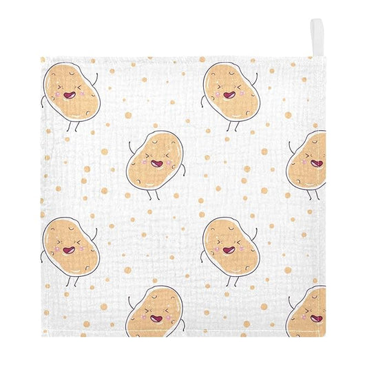 vvfelixl Kawaii Potatoes Baby Burp Cloths Baby Muslin Washcloths for Boys Girls Cotton Baby Face Towel for Newborn Infants Soft and Absorbent 11.8 X 11.8 in, 5 Pack