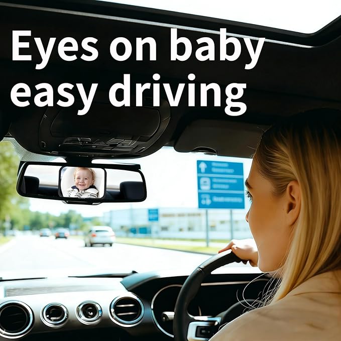 2 Pack Baby Car Mirror Clear Wide View Convex Shatterproof Shake-Proof 2 Pack Easy Install Rear Facing Backseat Mirror for Car Seat Attachment Blind Spot Reduction Distortion-Free View