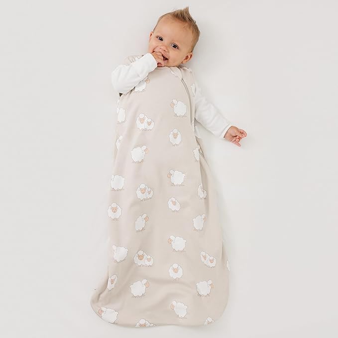 Woolino Merino Wool and Organic Cotton Baby Sleeping Bag - 4 Season Classic Sleep Sack - Two-Way Zipper Sleeping Bag for Baby and Toddler - 18-36 Months - Sheep