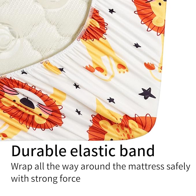 Onacosht Bassinet Sheets Set 3 Pack for Baby Boy, Stretchy Soft Jersey Knitted Fitted Sheet Universal for Oval Rectangle and Hourglass Bassinet Mattress, Dinosaur, Tiger and Lion Printing