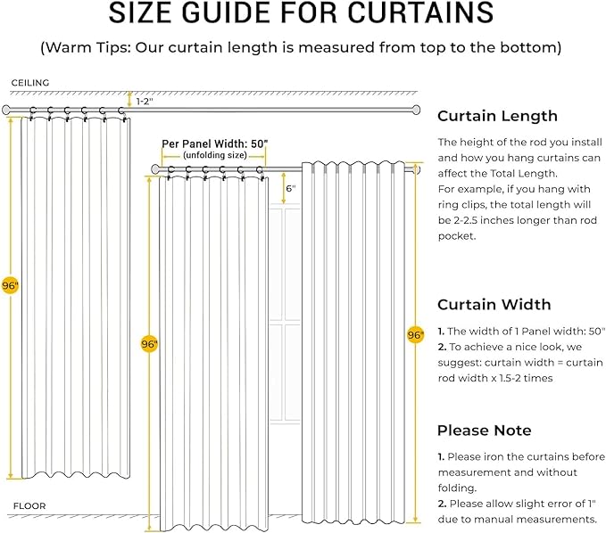 INOVADAY 100% Blackout Curtains for Bedroom, Black Out Curtains 96 Inch Long, Clip Rings Linen Blackout Drapes, Thermal Insulated Room Darkening for Living Room, 2 Panels - Beige,W50xL96
