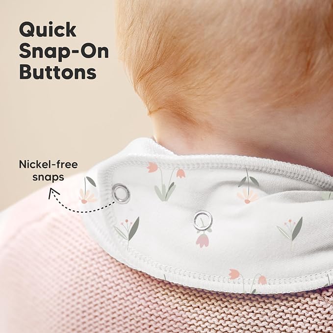 KeaBabies 8-Pack Organic Baby Bandana Bibs for Girls - Super Absorbent Triangle Baby Bibs for Drooling and Teething Infant, 100% Cotton Extra Soft for Newborn, Infant 0-36 Months (Fleur)