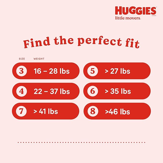 Huggies Size 8 Diapers, Little Movers Baby Diapers, Size 8 (46+ lbs), 34 Count