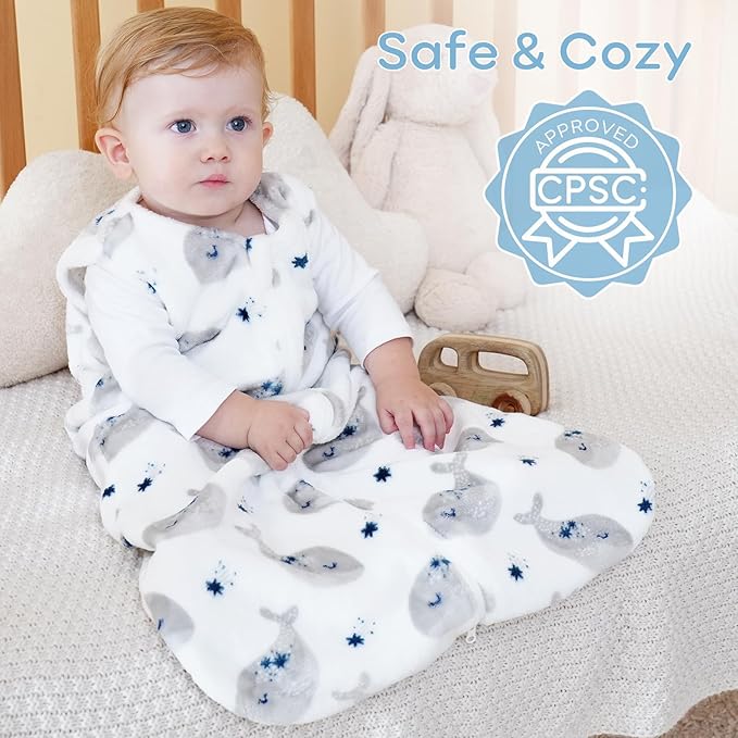 Yoofoss Baby Sleep Sack 6-12 Months, 1.5 Tog Sleep Sack, Fleece Baby Wearable Blanket with 2-Way Zipper, Infant Sleeping Sack, Soft Warm Lightweight(Small)