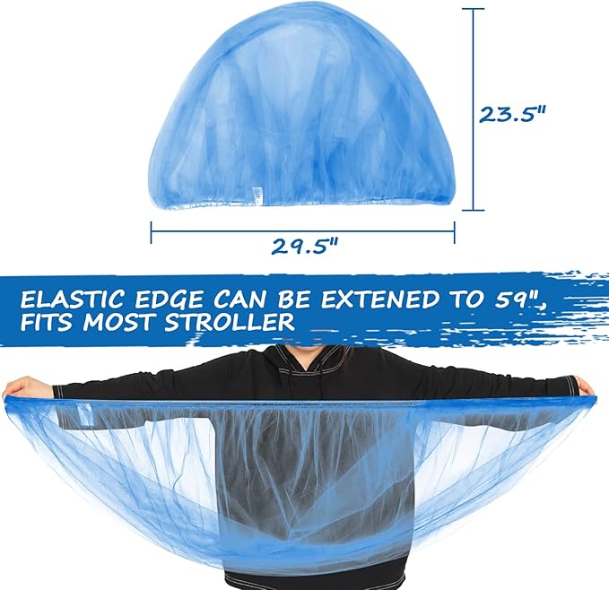 Mosquito Net for Stroller Baby Mosquito Netting for Strollers, Bassinets, Cradles, Playards, Pack N Plays and Portable Mini Crib, Baby Insect Netting, Blue