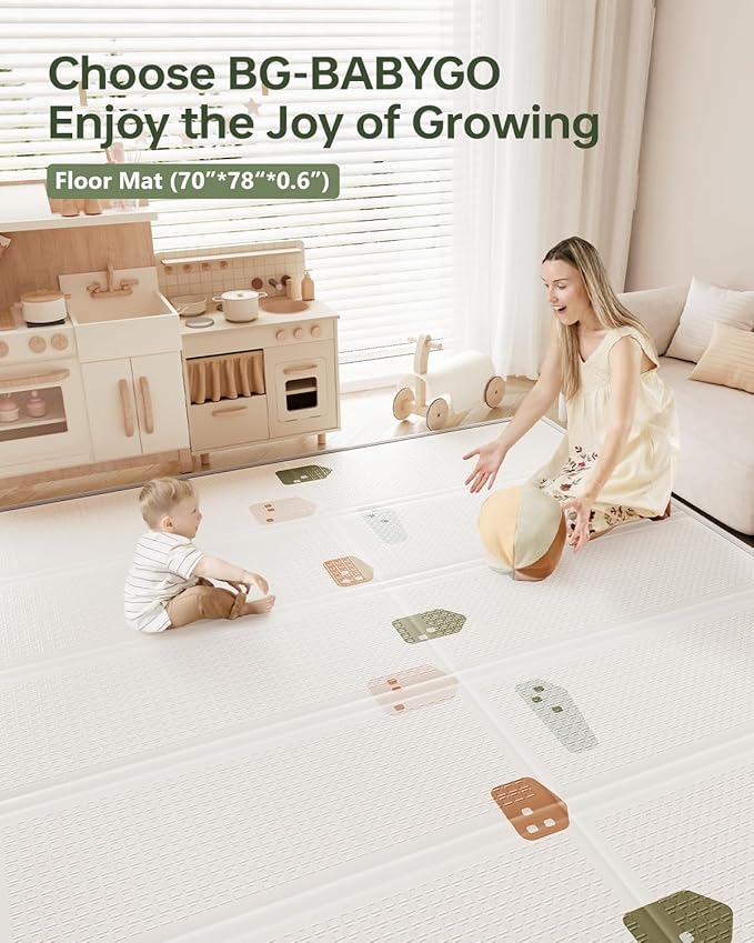 Baby Play Mat Foldable Baby Floor Play Mat Large Soft Foam Playmat for Babies Reversible Waterproof Padded Playmats Portable Thick Crawling Mat for Indoor Outdoor(50"*78"*0.4")