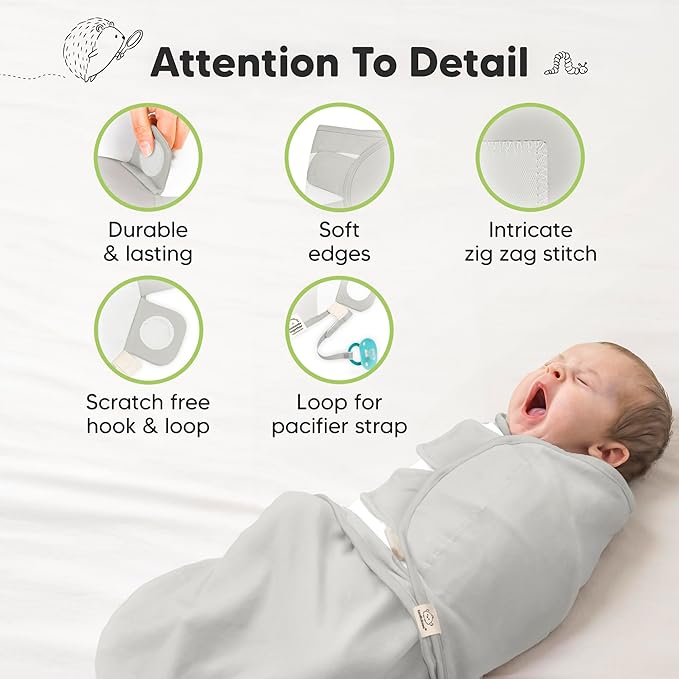 3-Pack Organic Baby Swaddle Sleep Sacks - Swaddles for Newborns, Infant 3-6 Months, Baby Girls, Boys, Soft & Snug Newborn Sleep Sack, Nursery Swaddling Blankets (Sage, L)