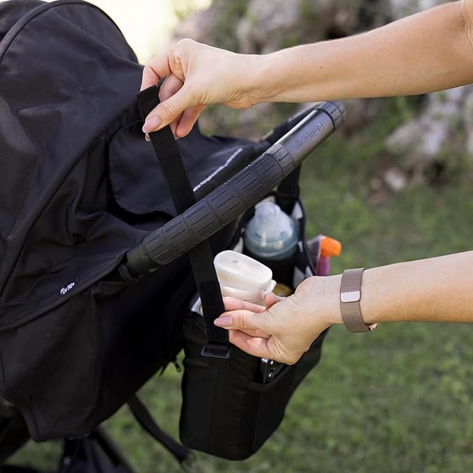 Tiny Twinkle Universal Stroller Organizer with Adjustable Strap | Waterproof Stroller Caddy Fits Baby Jogger, Nuna, Donna and Bugaboo Strollers (Black Checkers)
