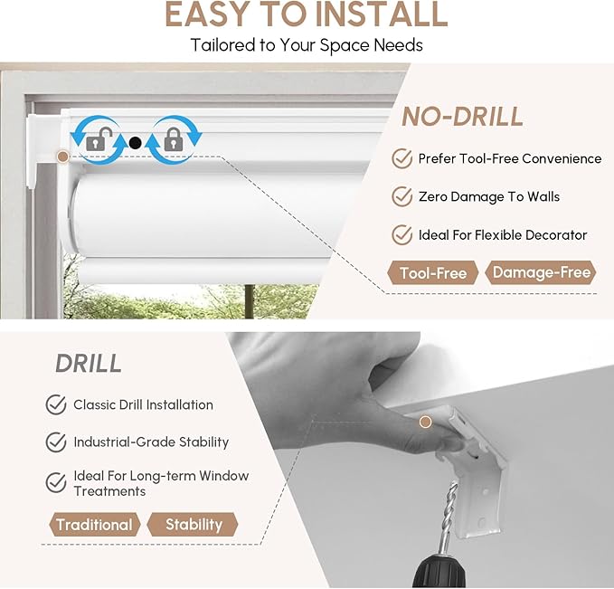 Kincmo No Drill Motorized Blinds with Remote, 100% Blackout Roller Shades for Windows, Custom Electric Blinds Compatible with Alexa, Apple Homekit, Google Home (100% Blackout Classic Shadow)