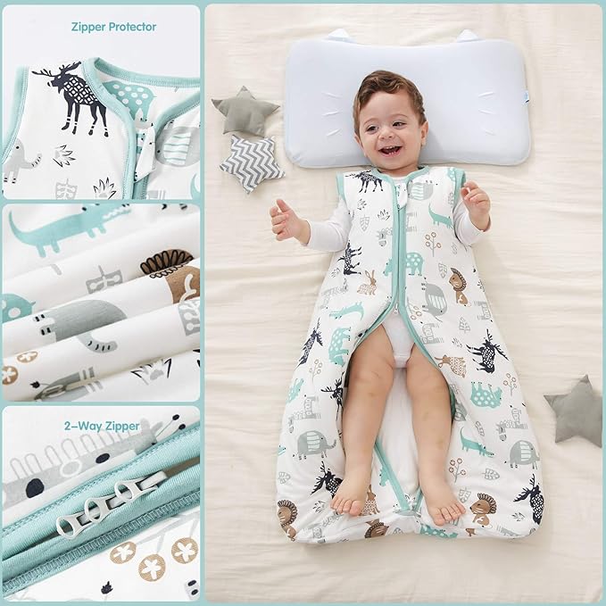 Mosebears Sleep Sack Baby Winter Wearable Blanket with 2-Way Zipper,2.5 TOG Cotton Sleep Sack Unisex (Deer, 18-24 Months)