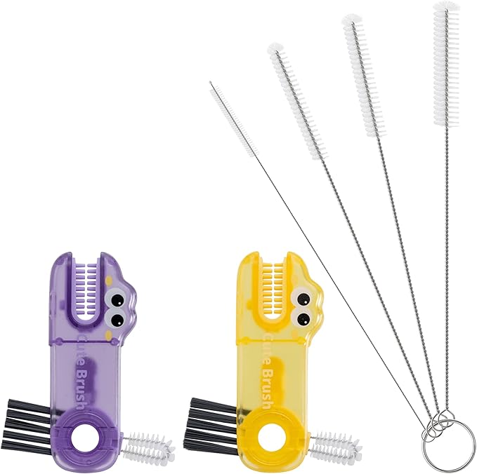 Peitushengjin Bottle Brush Cleaning Set Includes 4 Straw Cleaning Brushes, 2 3-in-1 Multi-Function Portable Travel Cup Lid Crevice Brushes, Straw Brushes, and Household Kitchen Cleaning Tools