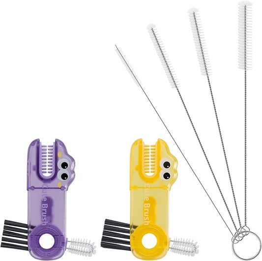 Peitushengjin Bottle Brush Cleaning Set Includes 4 Straw Cleaning Brushes, 2 3-in-1 Multi-Function Portable Travel Cup Lid Crevice Brushes, Straw Brushes, and Household Kitchen Cleaning Tools