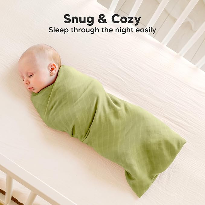 4-Pack Muslin Swaddle Blankets for Boys, Girls - Organic Baby Swaddles for Newborns, Soft & Breathable Receiving Baby Blankets for Girl, Boy, Neutral, Newborn Essentials Gift (Primeval)